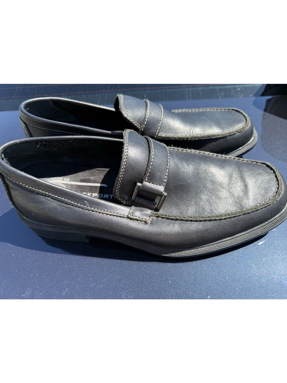 Rockport Black Leather Buckle Loafers Men Size 9M Comfort Walking Dress Shoes